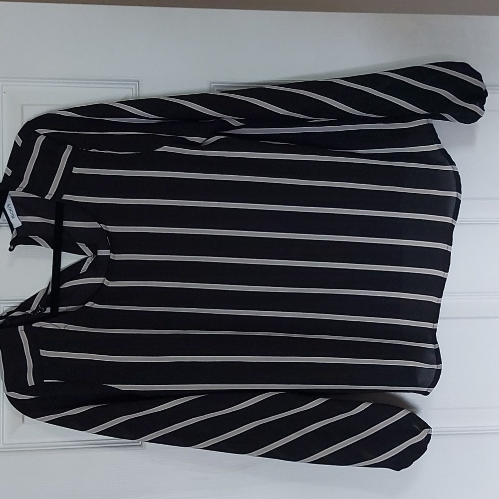 Black/tan striped blouse